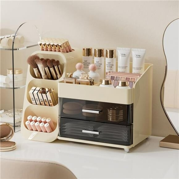 Makeup Organizer with Drawers Large Vanity Storage Box for Skincare Brushes - Picture 3 of 7